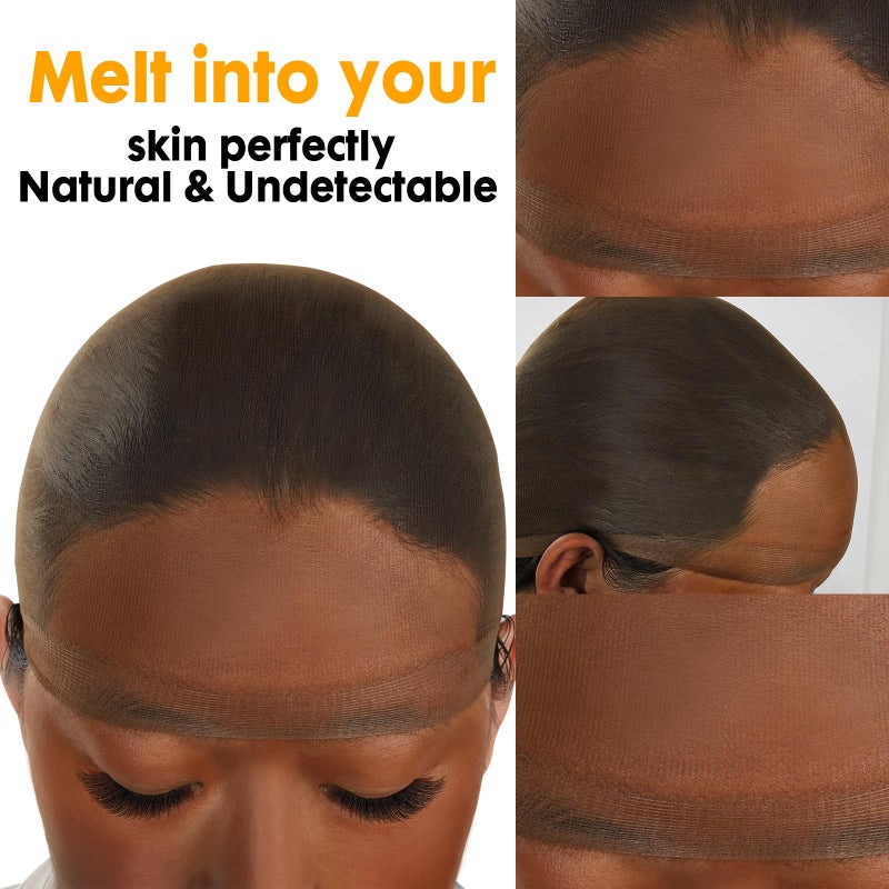 BEEOS Dark Brown Skinlike HD Wig Cap for Women, 4 Pieces Invisible Ultra-thin Stretchy Stocking Caps for Lace Front Wigs - Image 3