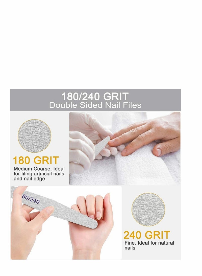 12pcs Professional Nail Files Set for Natural and Acrylic Nails, Fine and Coarse Grit Washable Manicure Tools - Image 3
