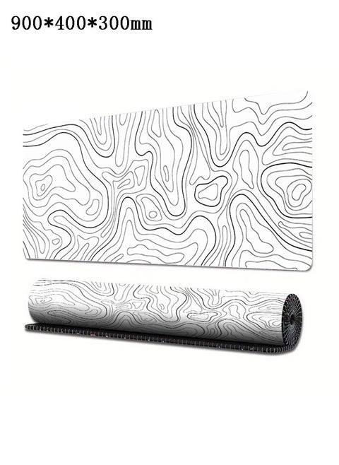 Large Gaming Mouse Pad with Stitched Edges 900*400*3MM Mouse Pad with Anti-Slip Base Minimalist Topographic Map Desk Mat