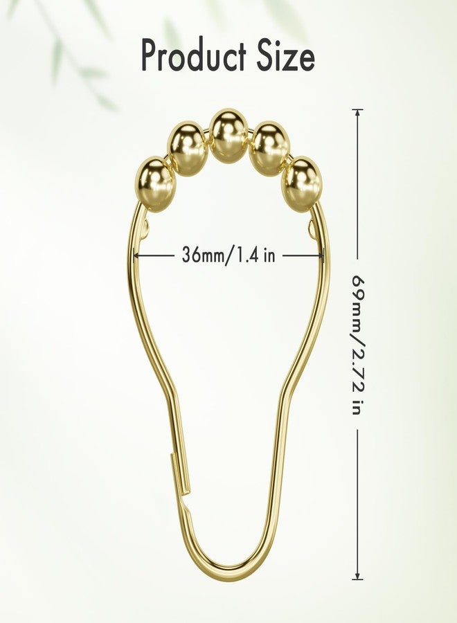 Amazer Shower Curtain Rings, Rust-Resistant Metal Shower Hooks Ring Shower Rings for Curtain Rolling Shower Curtain Hooks for Bathroom Shower Rod Shower Curtain Hangers -Set of 12-Gold - Image 2