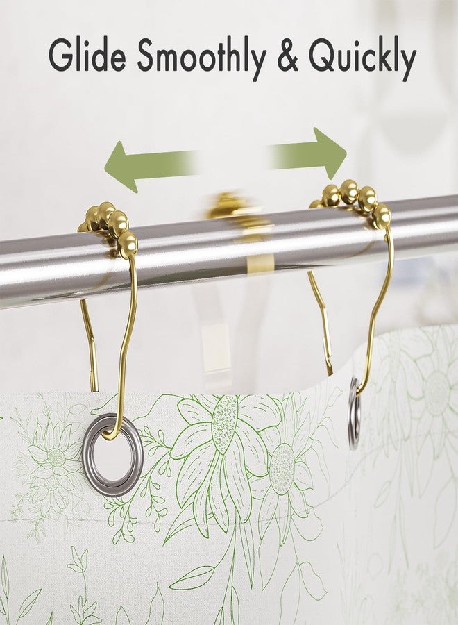 Amazer Shower Curtain Rings, Rust-Resistant Metal Shower Hooks Ring Shower Rings for Curtain Rolling Shower Curtain Hooks for Bathroom Shower Rod Shower Curtain Hangers -Set of 12-Gold - Image 3