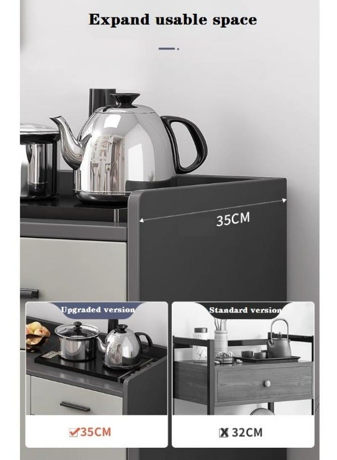 إيونتو خزانة تخزين رمادية عصرية بثلاثة أبواب (اثنان أكريليك) ودرج - خزانة جانبية من خشب MDF بأرجل معدنية، خزانة متعددة الاستخدامات للمدخل والمطبخ وغرفة الطعام وغرفة المعيشة، 100×92×34 سم - Image 3