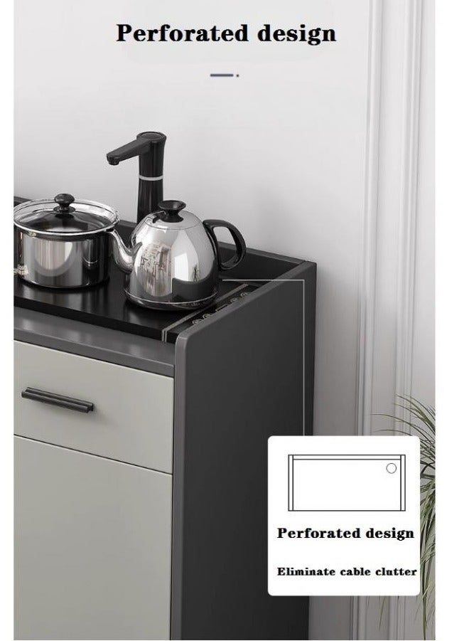 إيونتو خزانة تخزين رمادية عصرية بثلاثة أبواب (اثنان أكريليك) ودرج - خزانة جانبية من خشب MDF بأرجل معدنية، خزانة متعددة الاستخدامات للمدخل والمطبخ وغرفة الطعام وغرفة المعيشة، 100×92×34 سم - Image 5