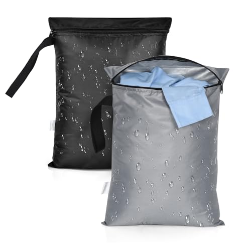 OTraki 2PCS Waterproof Bag for Swimsuit 12x16 inch Wet Dry Bags With Portable Handle Zipper Reusable Travel Wet Clothes Gym Bag Storage for Beach Drying Do Not Exceed 176 BlackGrey - Image 1