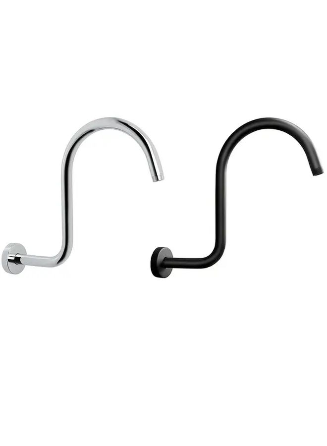 S Shaped High Rise Shower Arm Extension Heavy Duty Black Stainless Steel - Image 1