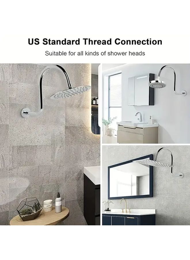 S Shaped High Rise Shower Arm Extension Heavy Duty Black Stainless Steel - Image 2