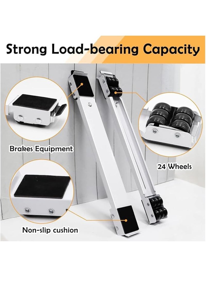 ELTRAZONE Heavy Duty Adjustable Furniture Mover Appliance Base Moving Roller For Home Furniture Dolly Mobile Roller, Extendable Appliance Rollers For Appliances With Wheels And Anti-Skid Pad With Brake - Image 2