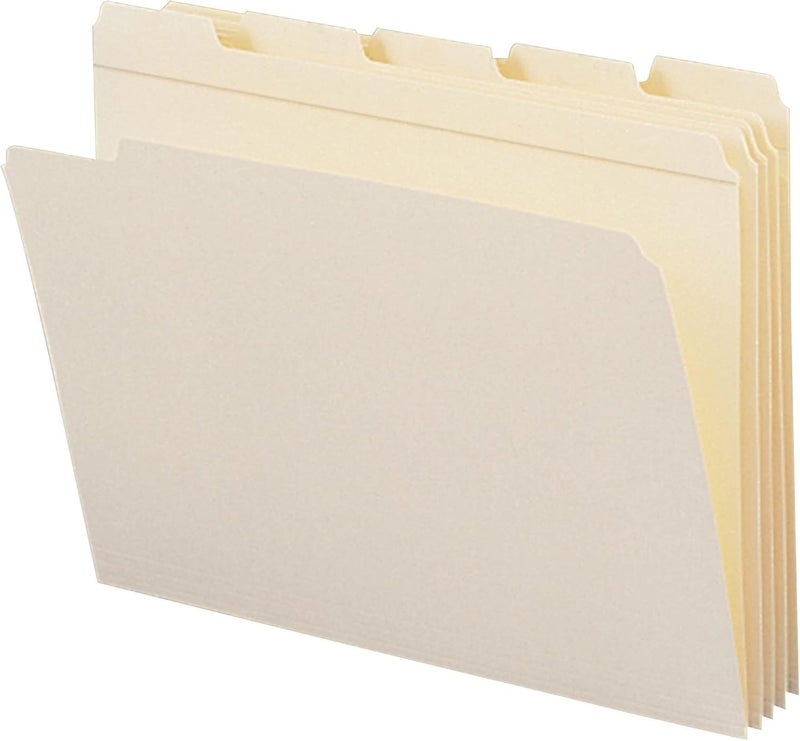 Smead File Folder Reinforced 15Cut Tab Assorted Positions Letter Size Manila 100 per Box 10356 - Image 1