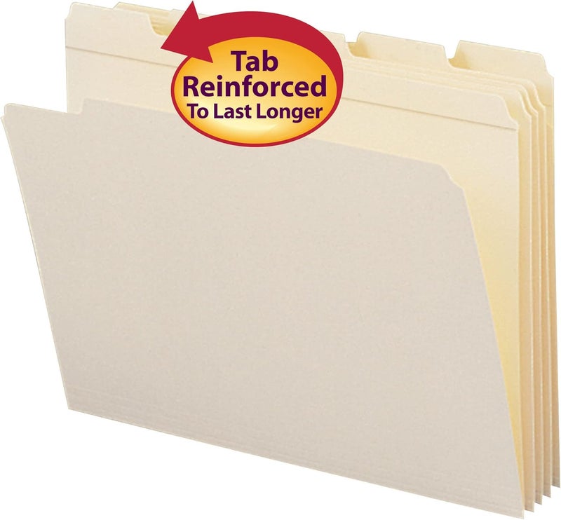 Smead File Folder Reinforced 15Cut Tab Assorted Positions Letter Size Manila 100 per Box 10356 - Image 2