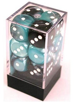 Chessex Dice D6 Sets: Gemini Black & Shell With White 16Mm Six Sided Die (12) Block Of Dice  - Image 1