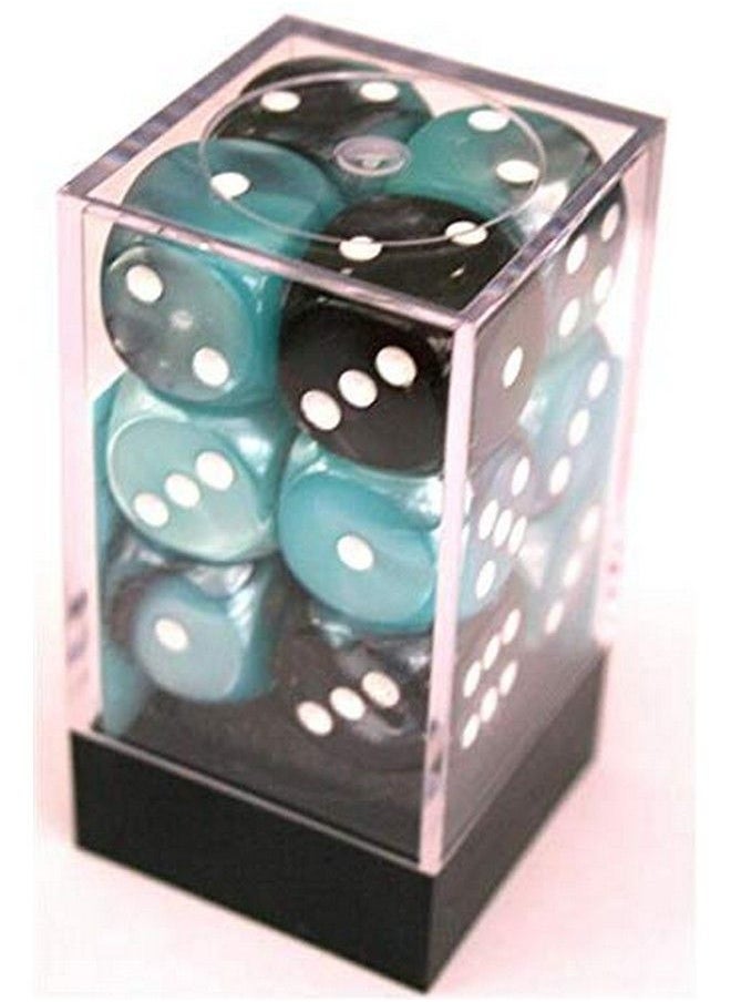 Chessex - Dice D6 Sets: Gemini Black & Shell With White 16Mm Six Sided Die (12) Block Of Dice - Image 1