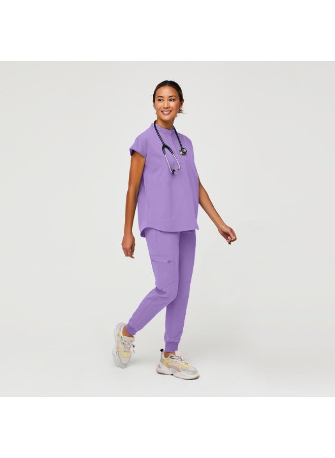 NIBEMINENT Elastic Quick-drying Hospital Work Oral Dentist Operating Room Beaty Salon Scrub Uniform Summer Thin Clothes - Image 1