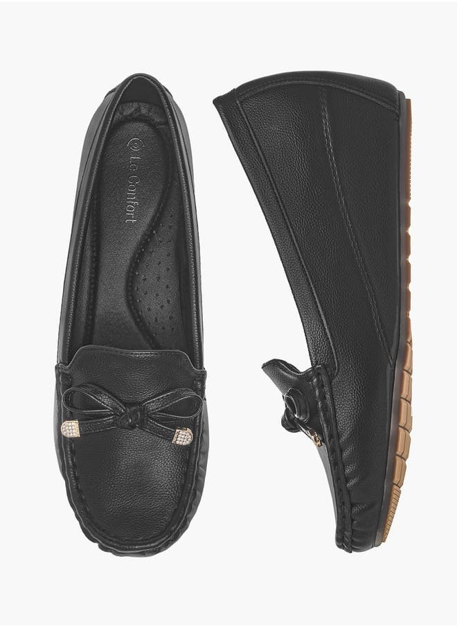 Le Confort Women Slip-On Loafers with Wedge Heels and Bow Accent  - Image 2