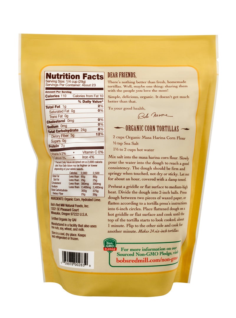Bob's Red Mill Organic Masa Harina Flour, 24oz (Pack of 1) - Non GMO, Vegan, Kosher - Image 2