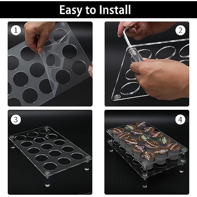 rayihni 30 Coffee Pod Holder Acrylic 2 Tiers Design Clear K Cup Holder Coffee Pod Organizer For Countertop K Cup Drawer Organizer Suitable For Most Coffee Capsules 30 Pod Capacity - Image 5