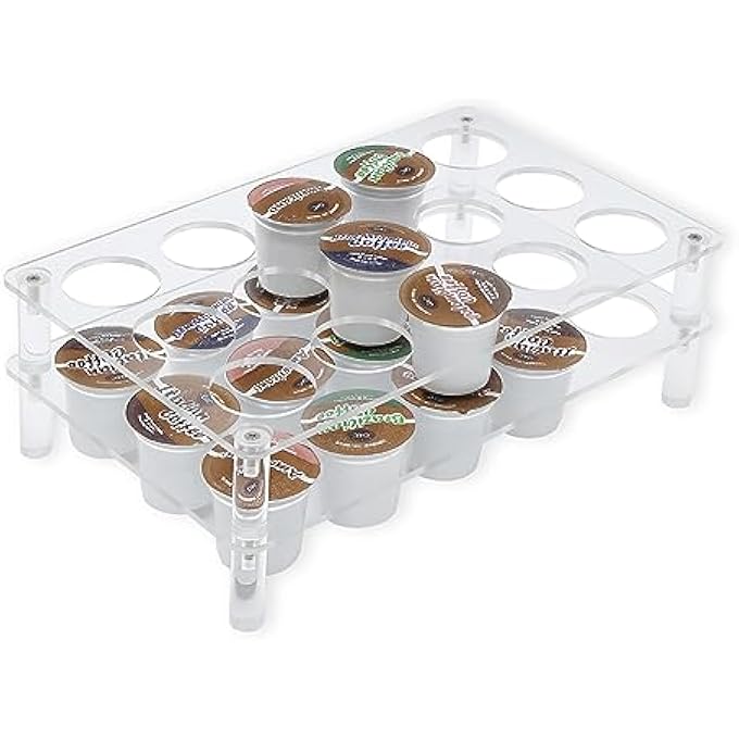 rayihni 30 Coffee Pod Holder Acrylic 2 Tiers Design Clear K Cup Holder Coffee Pod Organizer For Countertop K Cup Drawer Organizer Suitable For Most Coffee Capsules 30 Pod Capacity - Image 1