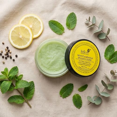 Rustic Art Mint Eucalyptus Shampoo Butter | Prevents Itching, Cooling, Deep Cleansing, Adds Shine & Softness, Controls Frizz | Sulphate, Paraben Free | Long Lasting Concentrate | For Men & Women | Rustic Art |100g - Image 3