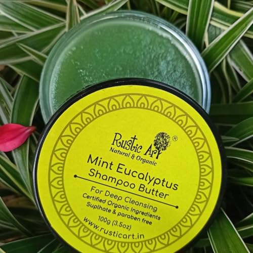 Rustic Art Mint Eucalyptus Shampoo Butter | Prevents Itching, Cooling, Deep Cleansing, Adds Shine & Softness, Controls Frizz | Sulphate, Paraben Free | Long Lasting Concentrate | For Men & Women | Rustic Art |100g - Image 5