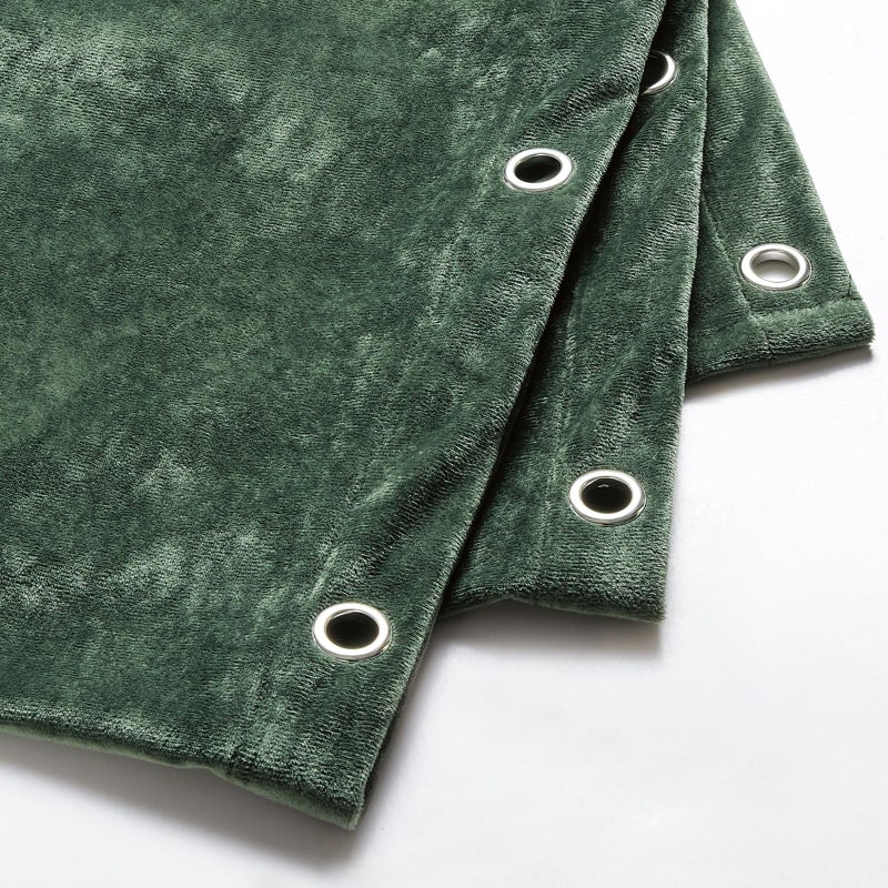 Fredsure Distressed Velvet Shower Curtain Set, 13 Pieces Blackish Green Including 1 Piece 72"x72" Shower Curtain and 12 Pieces Silver Hooks - Image 3