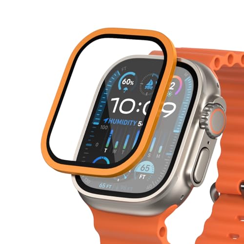 FLOLAB NanoArmour for Apple Watch Ultra 3 / Ultra 2 screen protector with Anti-Reflective for 49mm iWatch Ultra 1 Tempered Glass: Enhance Display, Easy to Install, Aluminum Frame - Original Orange - Image 1