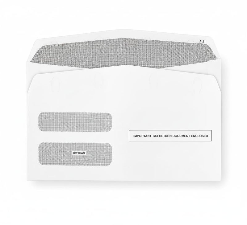 Dutymark 1099 Nec Envelopes 2025 Self Seal, Designed for 1099 3 UP NEC Tax Forms, 3 13/16â€™â€™ x 8 7/8â€™â€™ Double-Window, Security tinted, 25 Pack 1099 Envelpes - Image 1