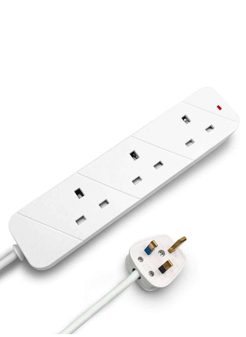 SAFETY 5 Meters Power Strip 3 Socket Extension Lead with 3 UK Plug Socket 