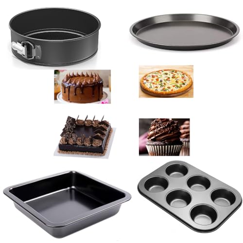 TrendyTrolley Cake Mould for Microwave Pizza Pan/Mould Rectangular Cake Mould for Baking Non Sticky Tin (6 Cavity Cup| Square Cake Tin |Cake Mould |Pizza Pan) - Image 1