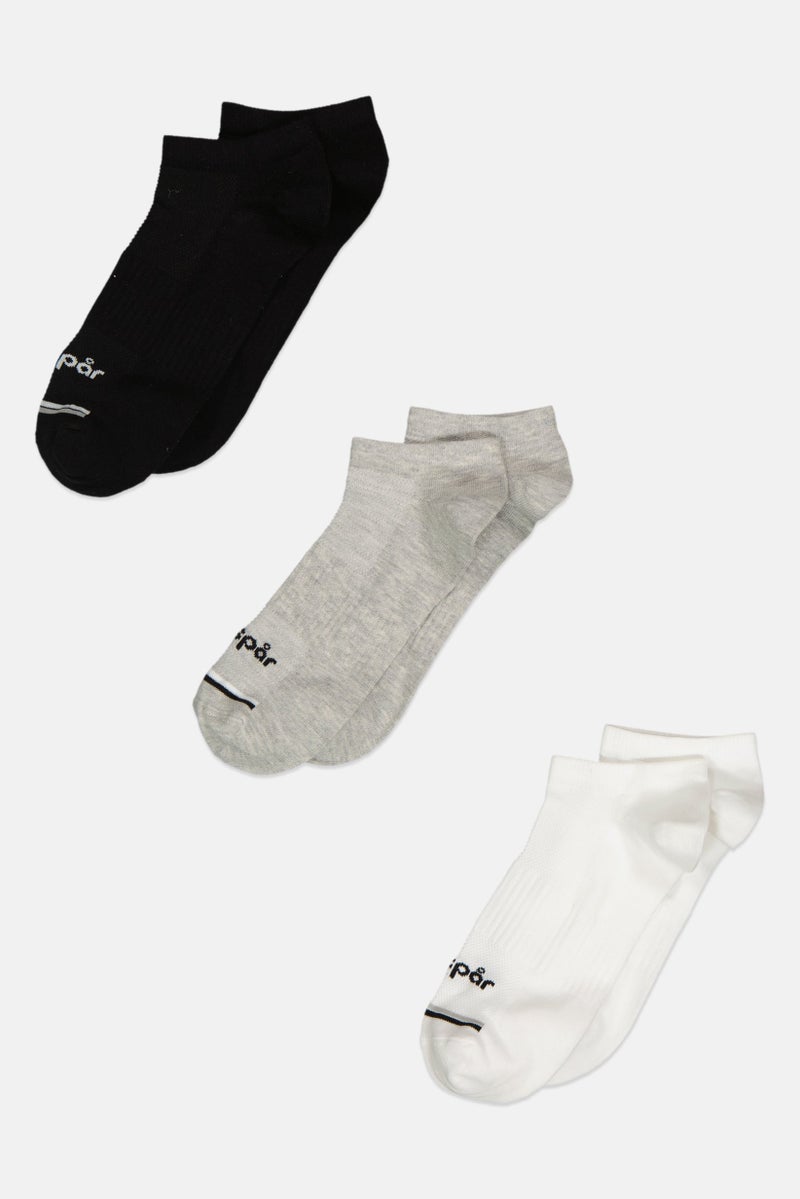 Algspar Men 3 Pair Brand Logo Ankle Socks, Multicolor  - Image 2