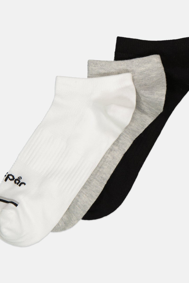 Algspar Men 3 Pair Brand Logo Ankle Socks, Multicolor  - Image 1