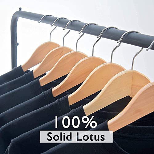 RYLAN Wooden Hanger for Clothes Hanging | Hangers for Wardrobe and Cupboard | Non-Slip Bar | Precisely Cut Notches | 360 Degree Swivel Chrome Hook | Hanging Garments and Accessories (Pack of 20) - Image 5