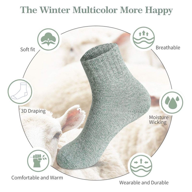 FYC Women Socks Winter - Gifts for Women - Warm Thick Soft Wool Cozy Crew Socks Christmas Stocking Stuffers Gifts for Woman (Multicolor-4-5pairs) - Image 3