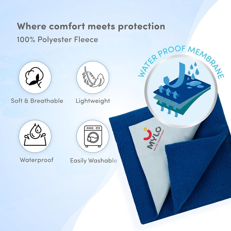 Mylo Essentials Mylo Baby Waterproof Mattress Protector for Baby (0-3 Years), Extra Absorbent, Soft and Reusable Quick Dry Sheets (100X70cm)(Cobalt, Full) - Image 4