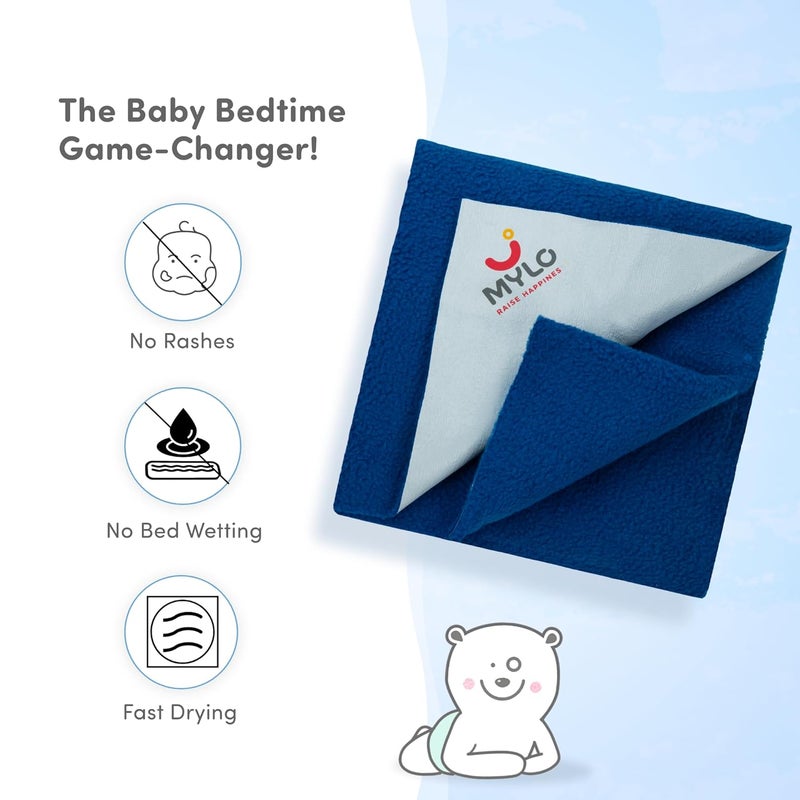 Mylo Essentials Mylo Baby Waterproof Mattress Protector for Baby (0-3 Years), Extra Absorbent, Soft and Reusable Quick Dry Sheets (100X70cm)(Cobalt, Full) - Image 3