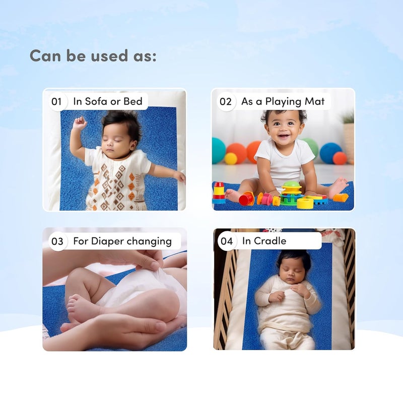 Mylo Essentials Mylo Baby Waterproof Mattress Protector for Baby (0-3 Years), Extra Absorbent, Soft and Reusable Quick Dry Sheets (100X70cm)(Cobalt, Full) - Image 5