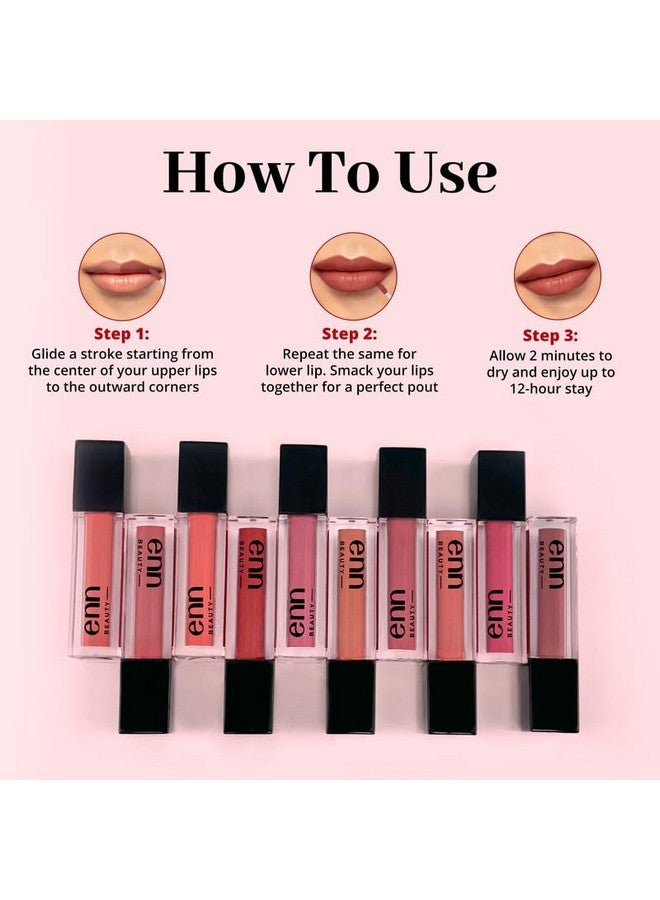 ENN Beauty Semi Matte Pink Liquid Lipstick, Long Lasting Waterproof Non Transfer Smudge Proof, Naked Nutella - 1.5Ml - Image 5