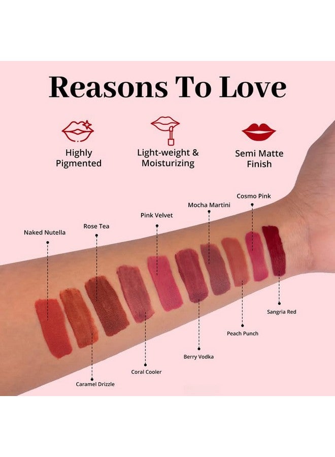 ENN Beauty Semi Matte Pink Liquid Lipstick, Long Lasting Waterproof Non Transfer Smudge Proof, Naked Nutella - 1.5Ml - Image 3