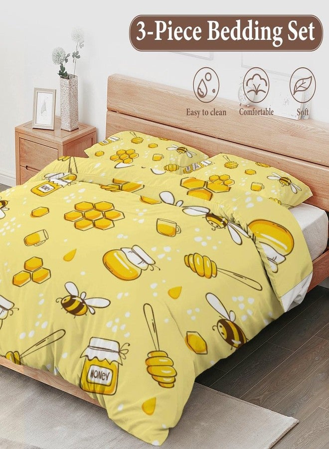Delerain Comforter Cover Set Twin Size, Bees Honey 3-Piece Bedding Set for Boys Girls Teens Modern Soft Microfiber Bedroom Set Room Decor, 1 Duvet Cover + 2 Pillowcases - Image 4