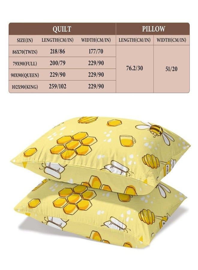 Delerain Comforter Cover Set Twin Size, Bees Honey 3-Piece Bedding Set for Boys Girls Teens Modern Soft Microfiber Bedroom Set Room Decor, 1 Duvet Cover + 2 Pillowcases - Image 2