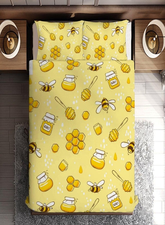 Delerain Comforter Cover Set Twin Size, Bees Honey 3-Piece Bedding Set for Boys Girls Teens Modern Soft Microfiber Bedroom Set Room Decor, 1 Duvet Cover + 2 Pillowcases - Image 3