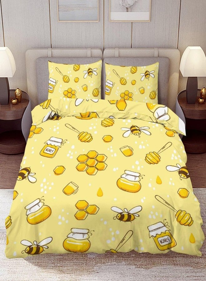Delerain Comforter Cover Set Twin Size, Bees Honey 3-Piece Bedding Set for Boys Girls Teens Modern Soft Microfiber Bedroom Set Room Decor, 1 Duvet Cover + 2 Pillowcases - Image 1
