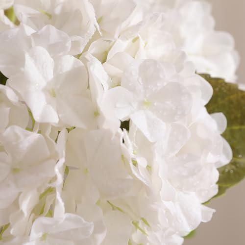 Tifuly 4pcs Fake Hydrangea with Vase -3D Real Touch Faux Hydrangea Flowers and 3pcs Eucalyptus Stems for Wedding Centerpiece Home Party Table Decoration（White） - Image 2