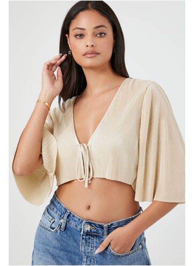 FOREVER 21 - Ribbed Tie-Front Crop Top - Image 1