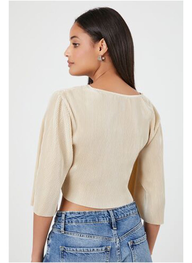 FOREVER 21 - Ribbed Tie-Front Crop Top - Image 1