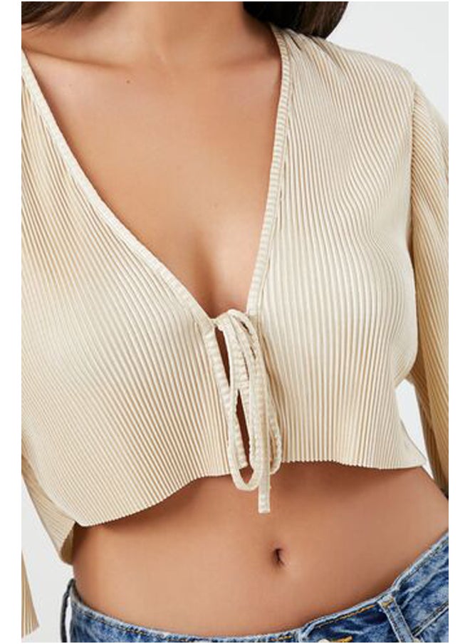 FOREVER 21 - Ribbed Tie-Front Crop Top - Image 1