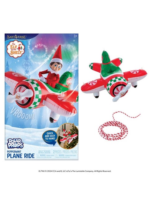 The Elf on the Shelf Polar Props Peppermint Plane Ride - Official Plane for Your Scout Elves - Includes Inflatable Plane and Cable