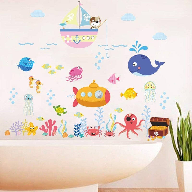 BPA Cartoon Ocean Animal Wall Decals for Kids - Image 1