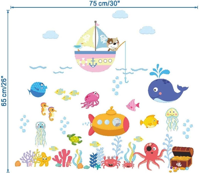 BPA Cartoon Ocean Animal Wall Decals for Kids - Image 3