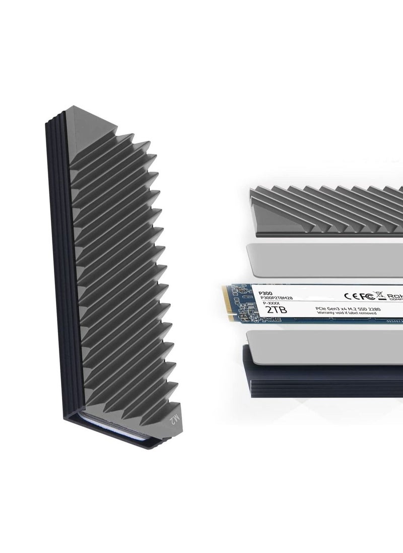 M.2 Heatsink Cooler, M.2 2280 SSD Heatsink, Aluminum Double-Sided NVME Heat Sinks with 4 PCS Silicone Thermal Pad and 1 PCS Screwdriver for PS5 Computer PC -Grey