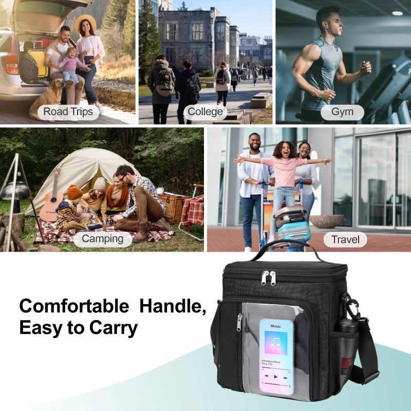 F-Color Shower Caddy Portable - College Dorm Essentials For Guys With Hooks  Soft Crossbody Shoulder Strap  Multiple Pockets  Quick-Dry Shower Caddy For Dorm Travel Essentials  Black - Image 5