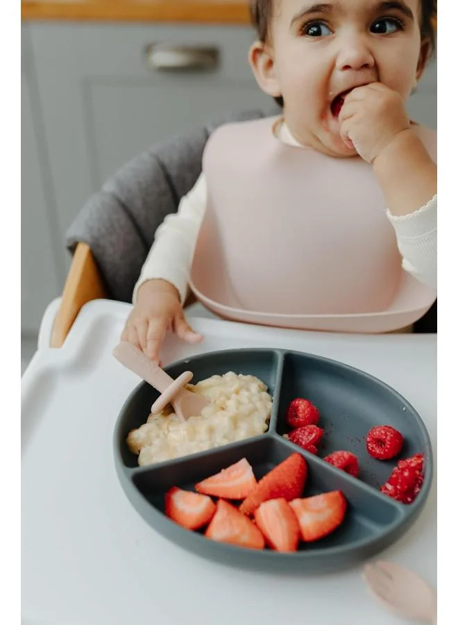 بيبيتا Silicone Baby’S 1St Spoon And Fork Set, Self Feeding Spoon And Fork For Baby, Dishwasher And Microwave Safe, Easy Hold And Anti Choke, Bpa Free -Sea Salt